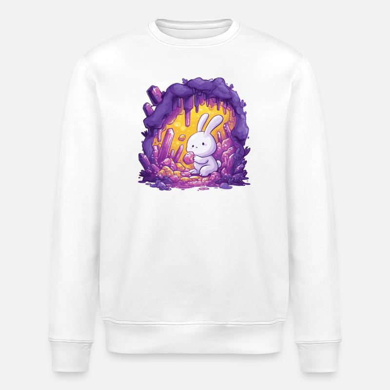 Rabbit in Crystal Cave - Stanley/Stella ROLLER Unisex Organic Sweatshirt - white
