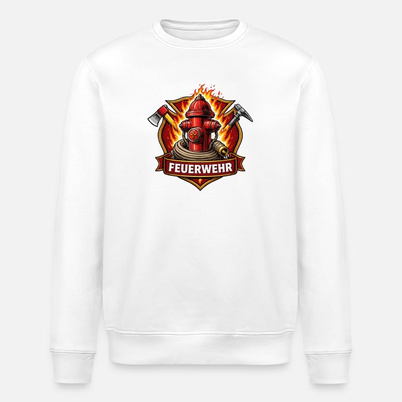Feuerwehr Hydrant Emblem - Stanley/Stella Unisex Bio-Sweatshirt ROLLER - Weiß