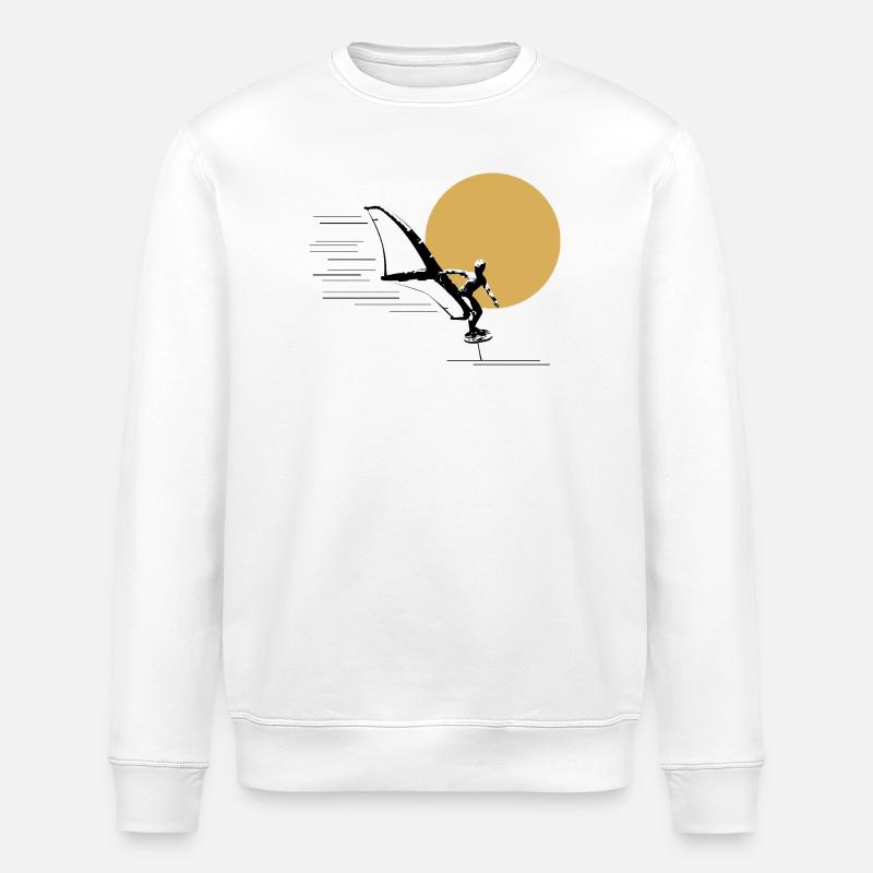 Wingfoiler devant le soleil - Sweat bio ROLLER Stanley/Stella Unisexe - blanc