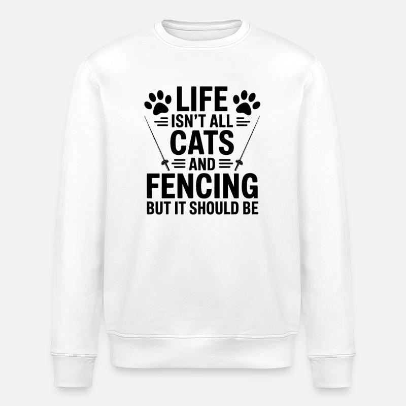 Fechten Sprüche Katzen Lustiges Fechten Geschenk - Stanley/Stella Unisex Bio-Sweatshirt ROLLER - Weiß