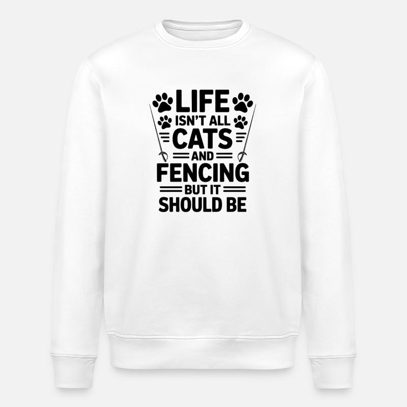 Fechten Sprüche Katzen Lustiges Fechten Geschenk - Stanley/Stella Unisex Bio-Sweatshirt ROLLER - Weiß