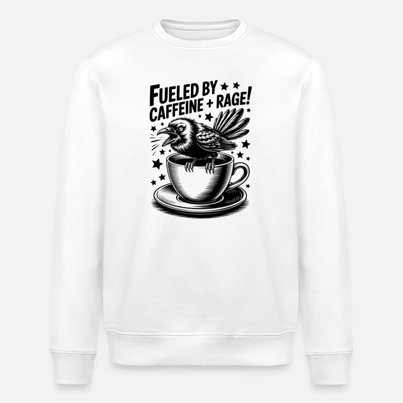 Coffee Sayings Caffeine Funny Coffee Gift - Stanley/Stella ROLLER Unisex Organic Sweatshirt - white