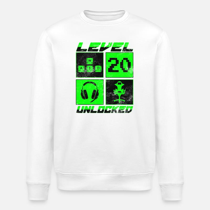 Level 20 Unlocked - Stanley/Stella ROLLER Unisex Organic Sweatshirt - white