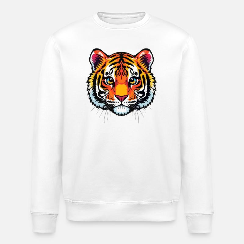 Cute tiger head - Stanley/Stella ROLLER Unisex Organic Sweatshirt - white