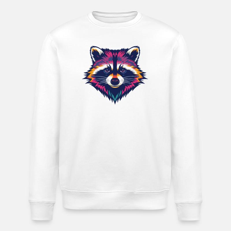 Farbexplosion Waschbär Kopf - Stanley/Stella Unisex Bio-Sweatshirt ROLLER - Weiß