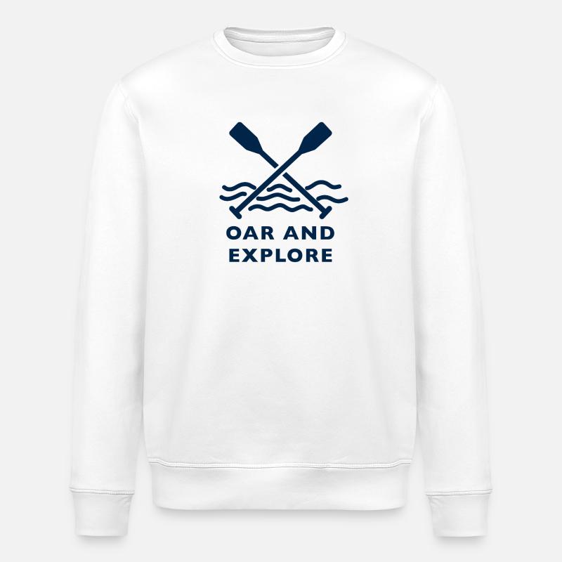 Ruder und Entdecken-Linienkunst – Kajakabenteuer - Stanley/Stella Unisex Bio-Sweatshirt ROLLER - Weiß