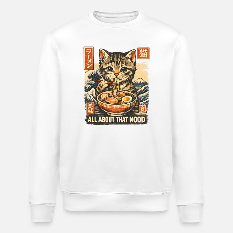 Cat Ramen - Stanley/Stella Unisex Bio-Sweatshirt ROLLER - Weiß