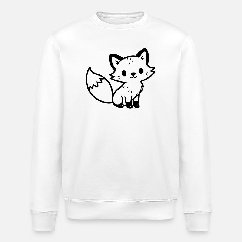 fox cute - Stanley/Stella ROLLER Unisex Organic Sweatshirt - white