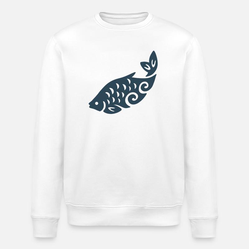 Wirbelfisch-Silhouette - Stanley/Stella Unisex Bio-Sweatshirt ROLLER - Weiß