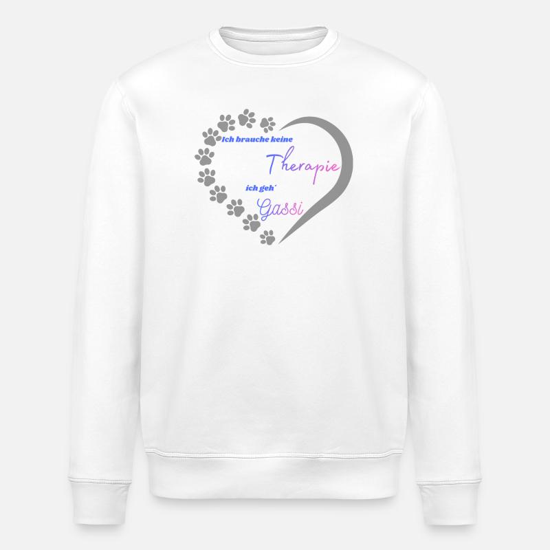 Gassi statt Therapie Herzdesign - Stanley/Stella Unisex Bio-Sweatshirt ROLLER - Weiß