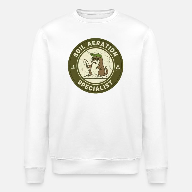 Mole Soil Conditioner Horticulture Self-Sufficiency - Stanley/Stella ROLLER Unisex Organic Sweatshirt - white