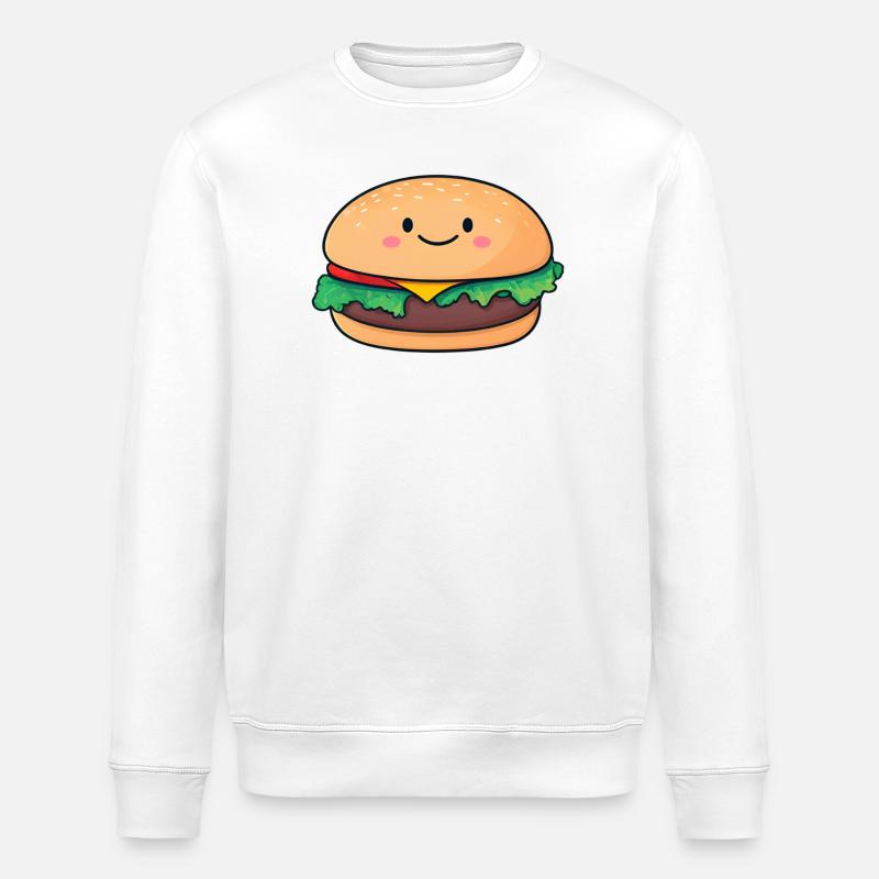 Kawaii Burger Smiling Motif - Sweat bio ROLLER Stanley/Stella Unisexe - blanc