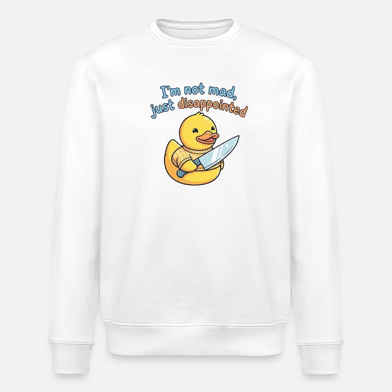 Enttäuschte Ente mit Messer - Stanley/Stella Unisex Bio-Sweatshirt ROLLER - Weiß