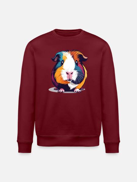 Bunte Meerschweinchen PopArt Illustration - Stanley/Stella Unisex Bio-Sweatshirt ROLLER - Weiß