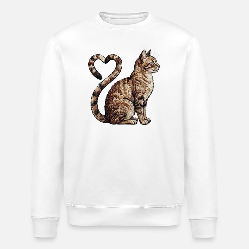 Cat love in embroidered look (printed) - Stanley/Stella ROLLER Unisex Organic Sweatshirt - white