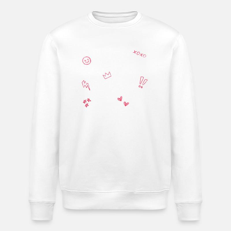 Heart Crown Doodle Pop Art - Stanley/Stella ROLLER Unisex Organic Sweatshirt - white
