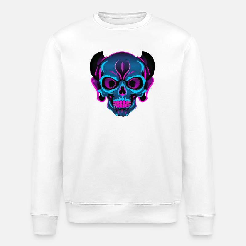 Crâne néon avec casque - Sweat bio ROLLER Stanley/Stella Unisexe - blanc