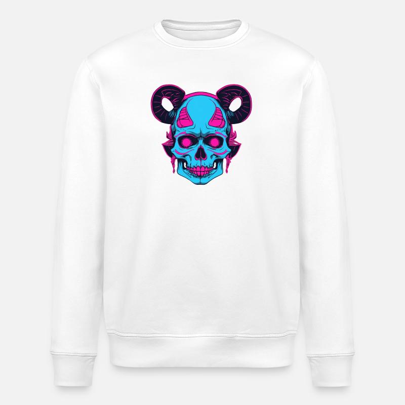 Neon Schädel mit Ramshorn - Stanley/Stella Unisex Bio-Sweatshirt ROLLER - Weiß