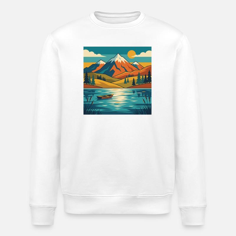 Bergsee-Dämmerung - Stanley/Stella ROLLER Unisex Organic Sweatshirt - white