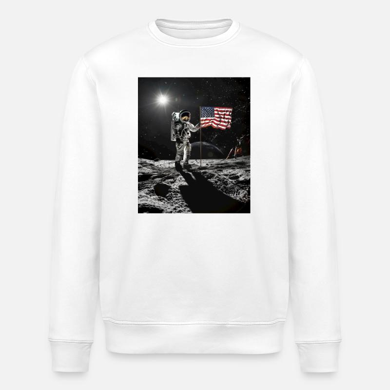 Astronaut on moon - Stanley/Stella ROLLER Unisex Organic Sweatshirt - white