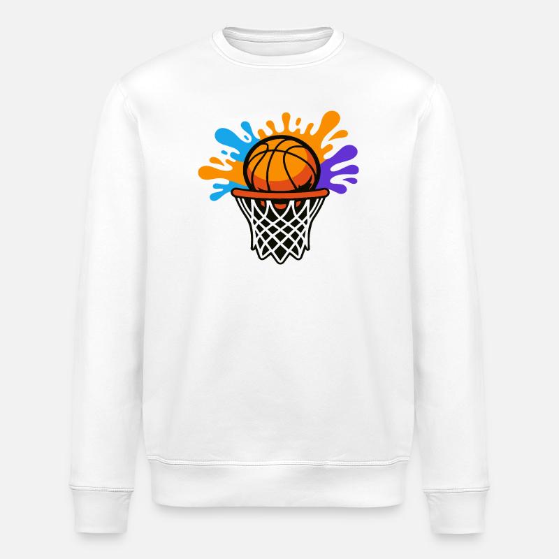 Basketball Splash Dunk Design graphique - Sweat bio ROLLER Stanley/Stella Unisexe - blanc