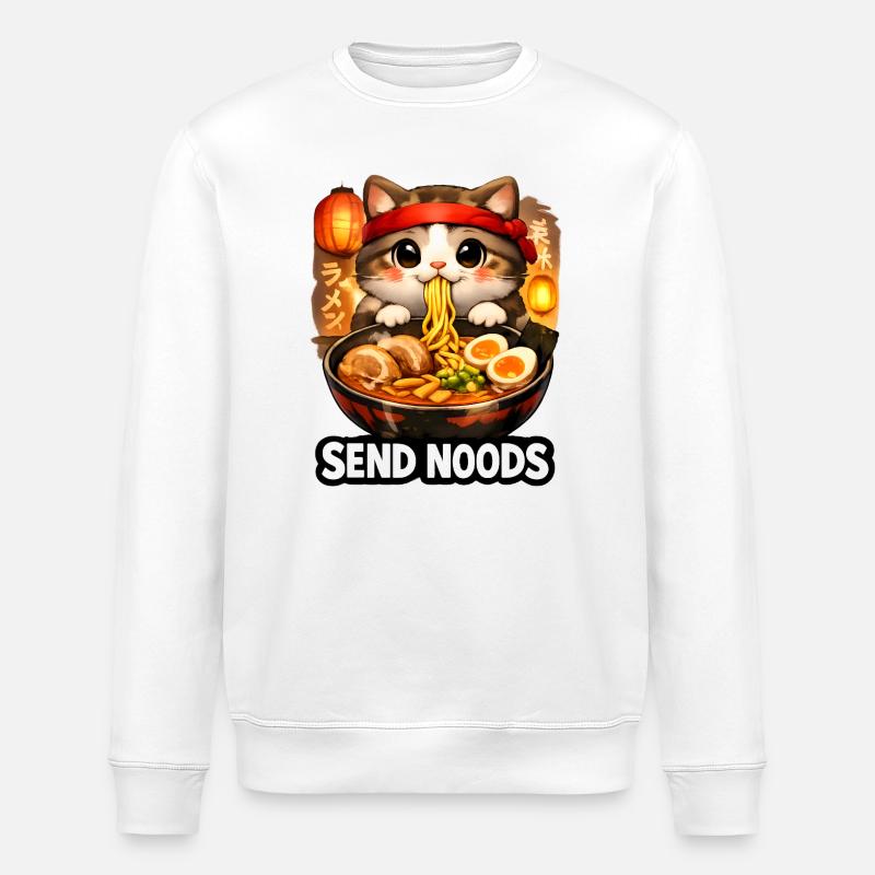 Ramen Katze Send Noods - Stanley/Stella Unisex Bio-Sweatshirt ROLLER - Weiß