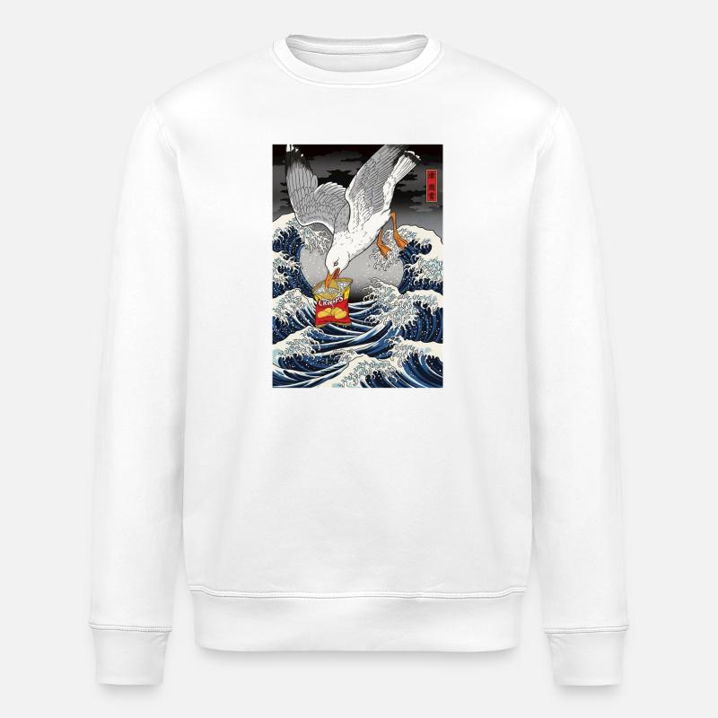 Mouettes vole des chips Drôle - Sweat bio ROLLER Stanley/Stella Unisexe - blanc