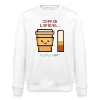 Chargement du café Pixel Art - Début matinal avec charme - Sweat bio ROLLER Stanley/Stella Unisexe - blanc - Devant - Nik (191cm)