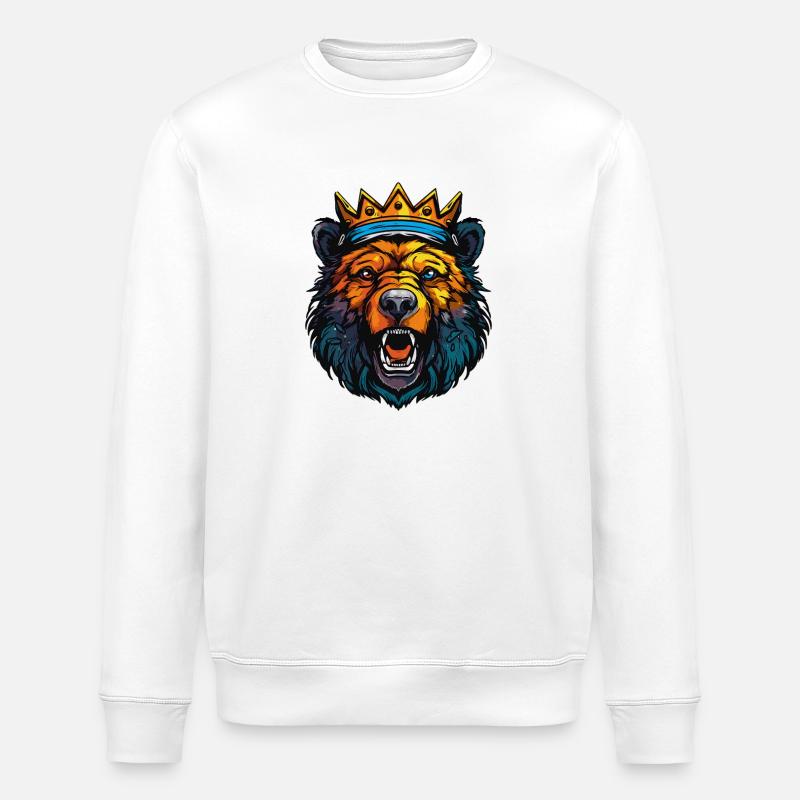 Royal Bear Crown King - Stanley/Stella ROLLER Unisex Organic Sweatshirt - white