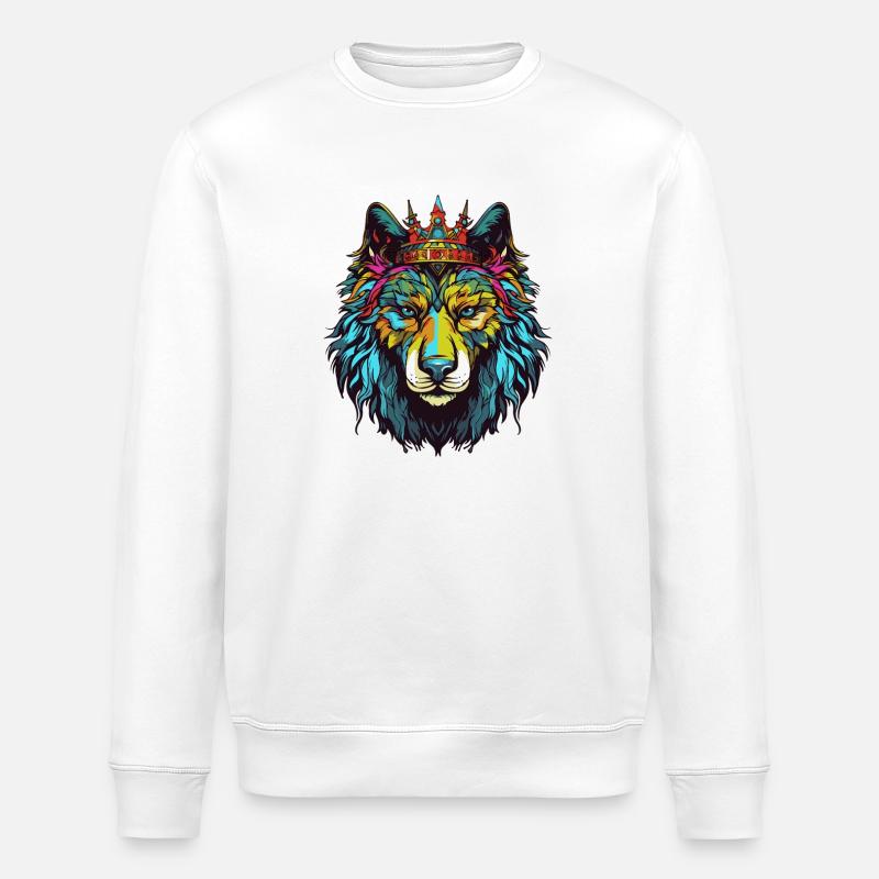 Wolf Comic Krone - Stanley/Stella Unisex Bio-Sweatshirt ROLLER - Weiß