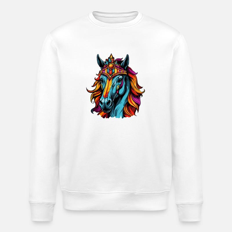 Kronenpferd Neonporträt - Stanley/Stella Unisex Bio-Sweatshirt ROLLER - Weiß