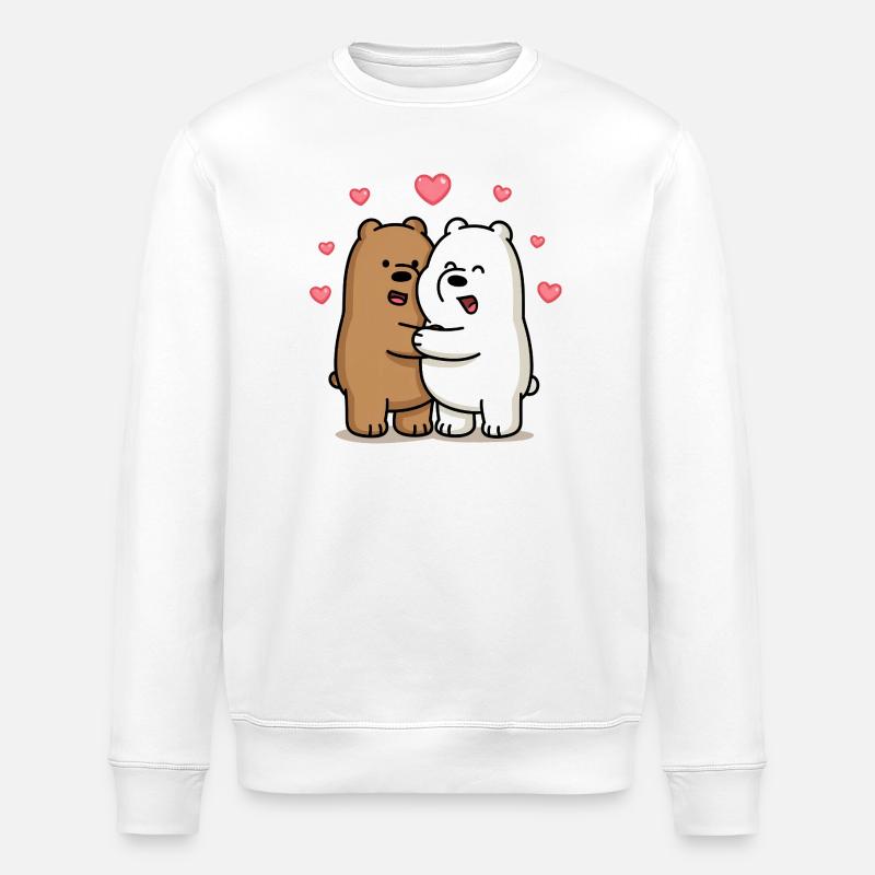 Hugging bears with hearts - Stanley/Stella ROLLER Unisex Organic Sweatshirt - white