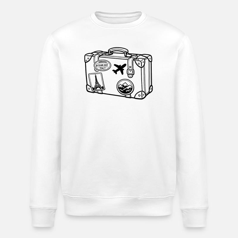 Monochromer Reisegepäckaufkleber - Stanley/Stella Unisex Bio-Sweatshirt ROLLER - Weiß