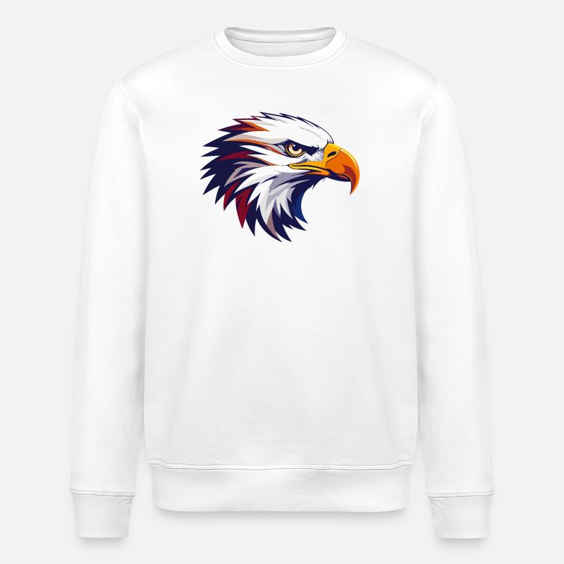 cooler Adlerkopf buntes Kontrastdesign - Stanley/Stella Unisex Bio-Sweatshirt ROLLER - Weiß