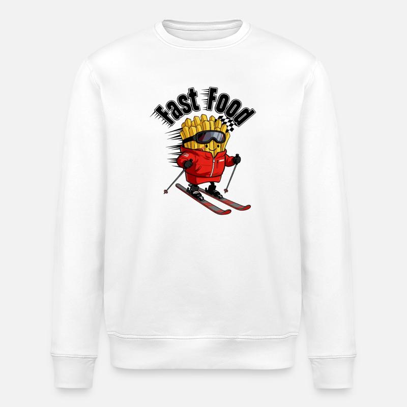 Frites de ski fast-food - Sweat bio ROLLER Stanley/Stella Unisexe - blanc