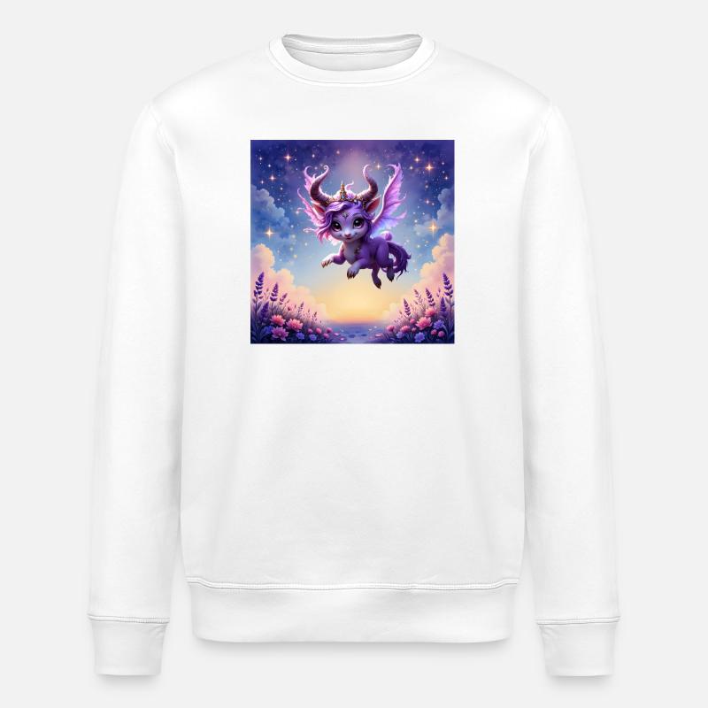 Lila Drache Mondflug - Stanley/Stella Unisex Bio-Sweatshirt ROLLER - Weiß