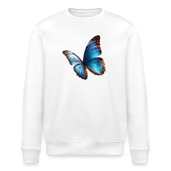 Leuchtender blauer Schmetterling Edles Natur Art - Stanley/Stella Unisex Bio-Sweatshirt ROLLER - Weiß - Vorne - Nik (191cm)