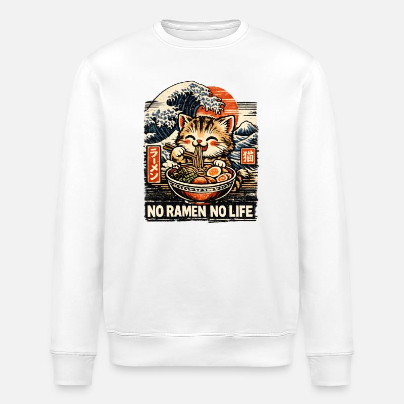 Pas de ramen, pas de vie - Sweat bio ROLLER Stanley/Stella Unisexe - blanc