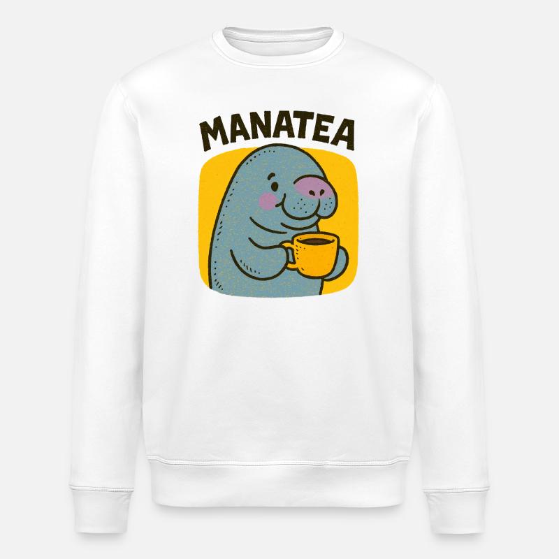 Manatea Cheer: Manatee Sips Tea - Stanley/Stella ROLLER Unisex Organic Sweatshirt - white