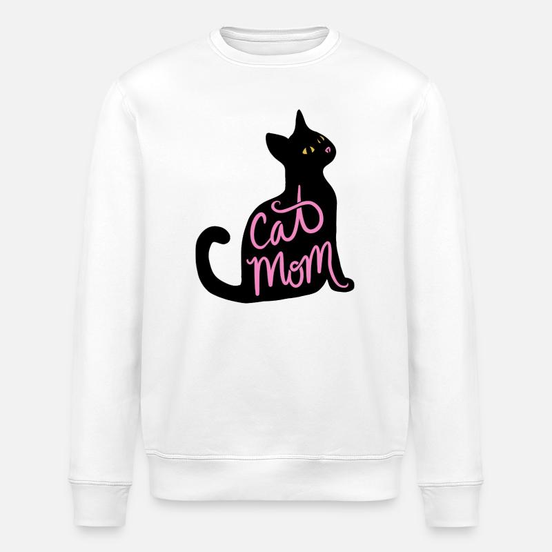 Cat Mom Neon Script - Stanley/Stella ROLLER Unisex Organic Sweatshirt - white