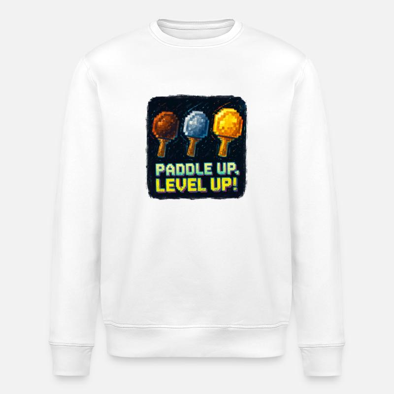 Paddle Up, Level Up Ping Pong - Sweat bio ROLLER Stanley/Stella Unisexe - blanc