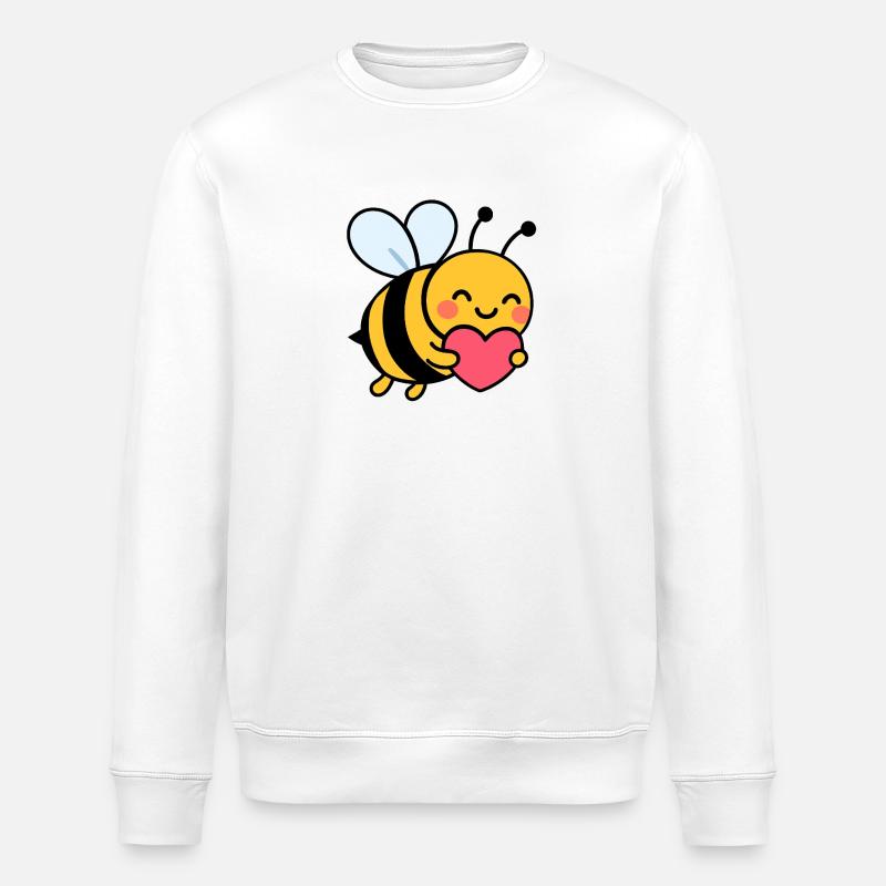 Glückliche Biene mit Herz - Stanley/Stella Unisex Bio-Sweatshirt ROLLER - Weiß