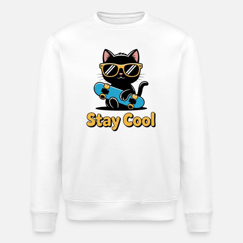 Chat patineur Reste Cool - Sweat bio ROLLER Stanley/Stella Unisexe - blanc