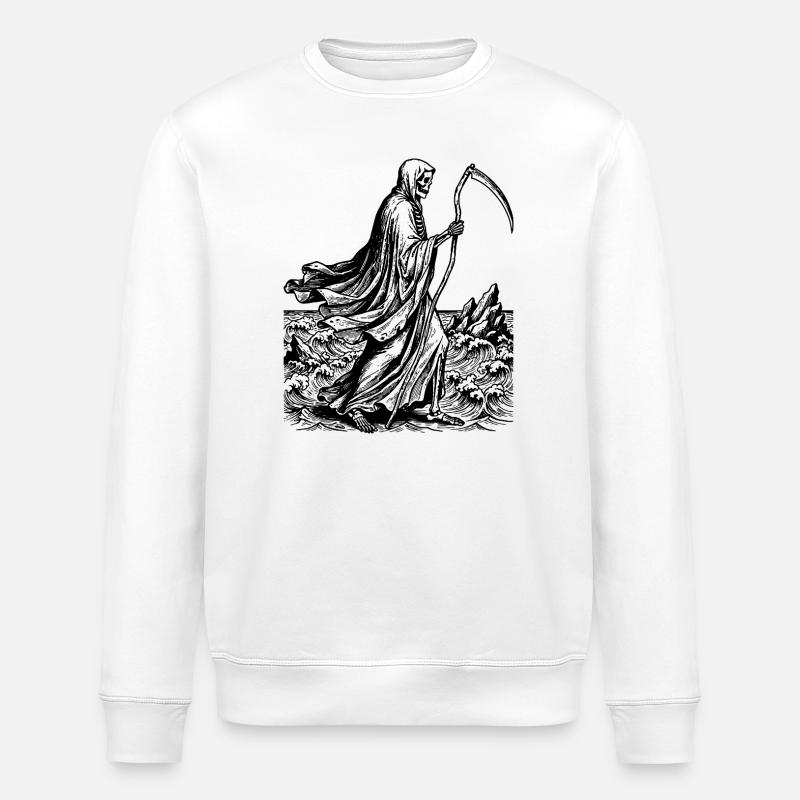 Sensenmann mit Sense am Meer - Stanley/Stella Unisex Bio-Sweatshirt ROLLER - Weiß