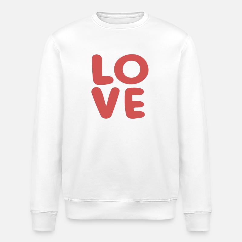 Love Soft Red Typography - Stanley/Stella ROLLER Unisex Organic Sweatshirt - white