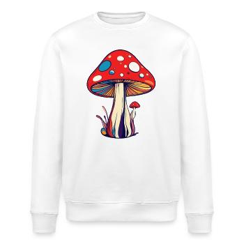 Bunter Fliegen Pilz psychedelisch Muster Pilze - Stanley/Stella Unisex Bio-Sweatshirt ROLLER - Weiß - Vorne - Nik (191cm)