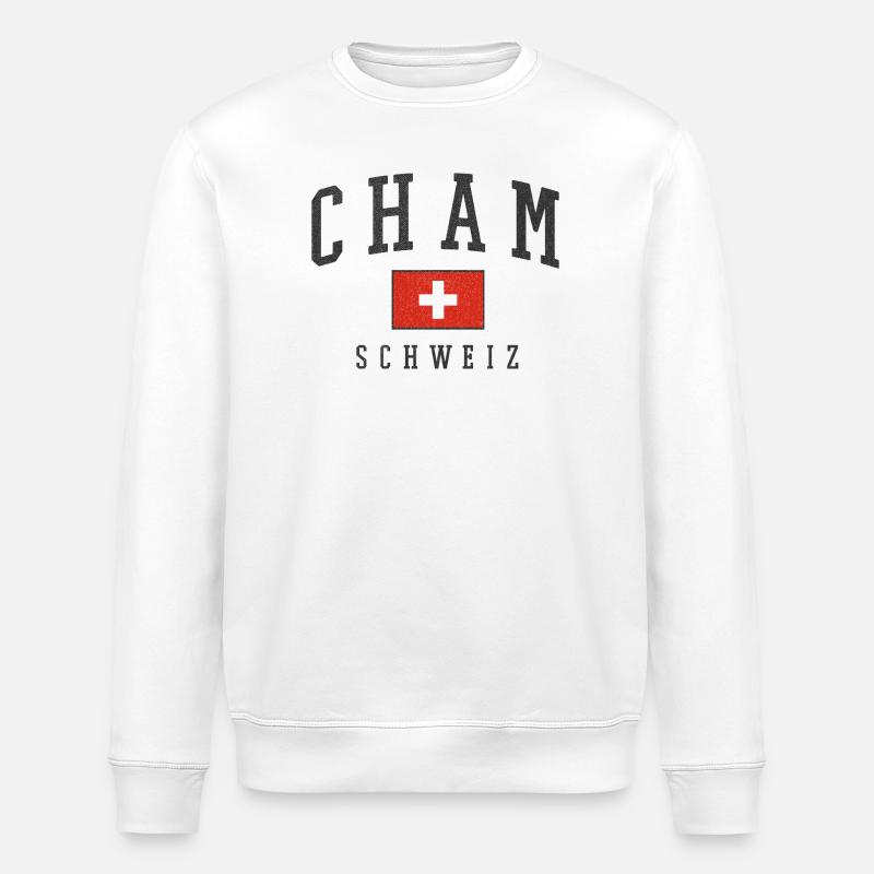 Cham Schweiz Flaggenstil - Stanley/Stella Unisex Bio-Sweatshirt ROLLER - Weiß