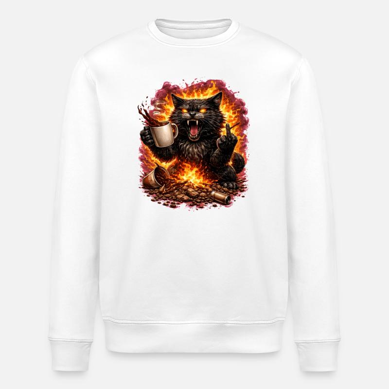 Feuerkatze Kaffee-Trotz - Stanley/Stella Unisex Bio-Sweatshirt ROLLER - Weiß