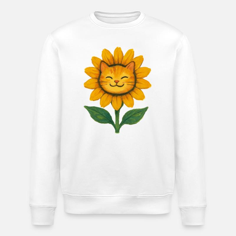 Sourire de chat tournesol aquarelle - Sweat bio ROLLER Stanley/Stella Unisexe - blanc