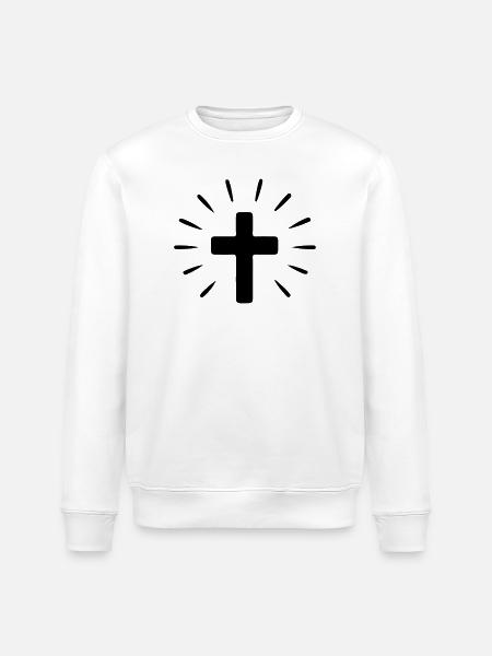 Kreuz Heilig Glaube - Stanley/Stella Unisex Bio-Sweatshirt ROLLER - Weiß